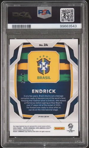 2024 Panini Prizm Conmebol Copa America Endrick Green Pulsar 1/5 #24 PSA 8 back