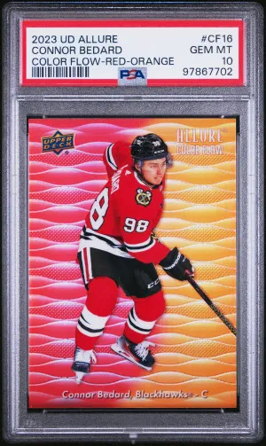 2023 Upper Deck Allure Color Flow Connor Bedard Color Flow-Red-Orange front