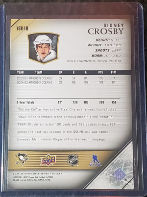 2024-25 Upper Deck Series 1 Young Guns Renewed #YGR-10 Sidney Crosby YG back