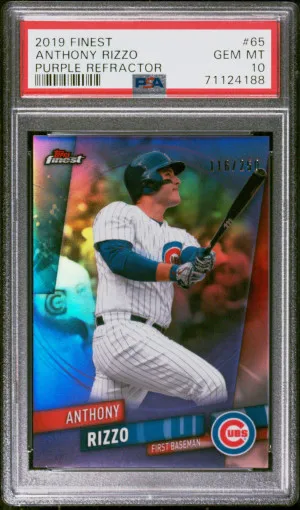 Anthony Rizzo 2019 Finest Anthony Rizzo Purple Refractor /250 PSA 10 front