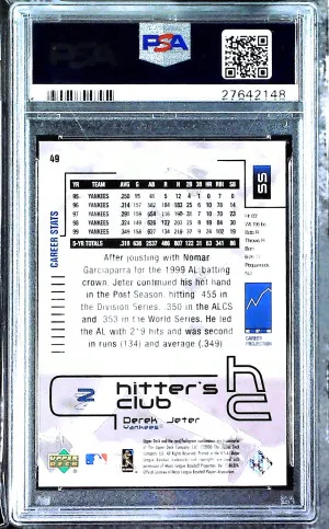 Derek Jeter 2000 Upper Deck Hitter's Club PSA 10 back