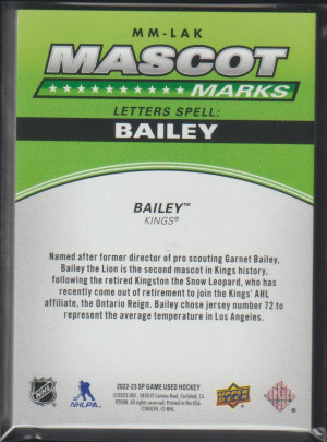 Bailey Kings 2022-23 SPGU Mascot Marks E /35 back