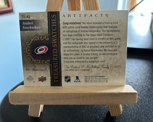 2021-22 Upper Deck Artifacts - Treasured Swatches - Gold Autographs #TS-AS - Andrei Svechnikov /25 back