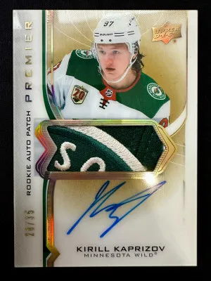 Kirill Kaprizov Premier Rookie Patch Auto Gold Acetate /35 front