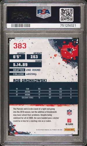 2010 Score Rob Gronkowski Glossy Rookie back