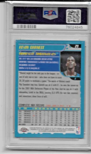 2001-02 Topps Chrome #21 Kevin Garnett PSA 10 back