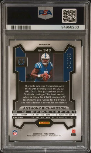 2023 Panini Prizm Anthony Richardson Red Wave Rookie /149 back