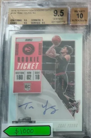Trae Young Contenders Optic Rookie Ticket Auto 9.5/10 front