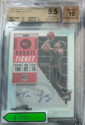Trae Young Contenders Optic Rookie Ticket Auto 9.5/10 back