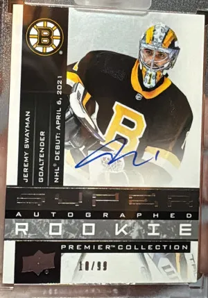 Jeremy Swayman 2021-22 Premier Super Rookie Auto 10/99 back