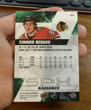 CONNOR BEDARD - 2023 Upper Deck SPx Rookie RADIANCE #101, /100 back