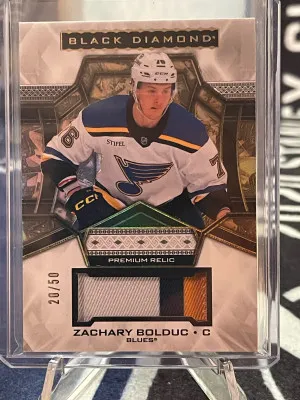 Zachary Bolduc 2024-25 UD Black Diamond Premium Relic /50 #BDB-ZB front