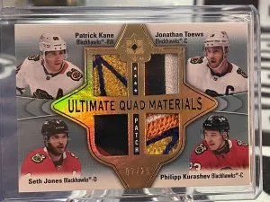 Kane / Toews / Jones / Kurashev 22/23 UD Ultimate Quad Materials Patch /25 front