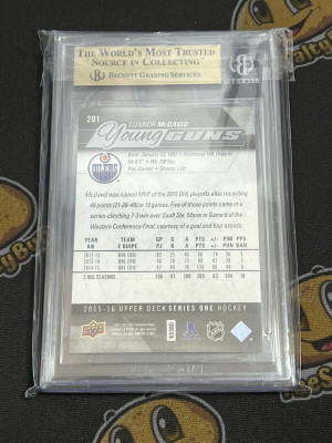 2015-16 Upper Deck Connor McDavid Young Guns TRUE BGS 9.5 ALL 4 9.5's back