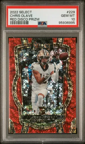 2022 Panini Select Chris Olave Red Disco Prizm Rookie /49 front