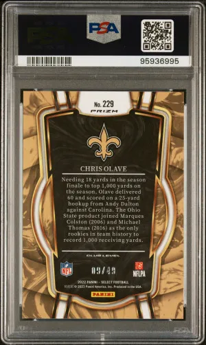 2022 Panini Select Chris Olave Red Disco Prizm Rookie /49 back