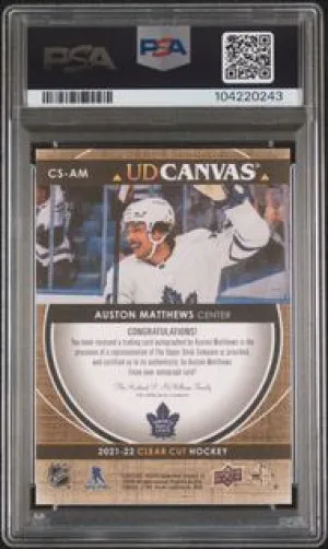 2022 UPPER DECK CLEAR CUT CANVAS SIGNATURES 2021-22 AUSTON MATTHEWS GOLD INK 1/1 back