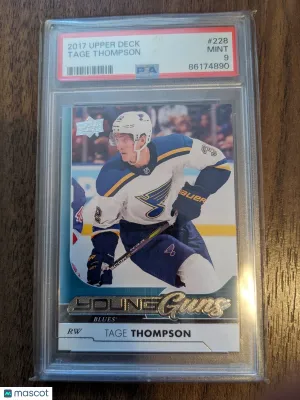PSA 9 Tage Thompson Young Guns 2017-18 Upper Deck Rookie Card RC! Card #228 front