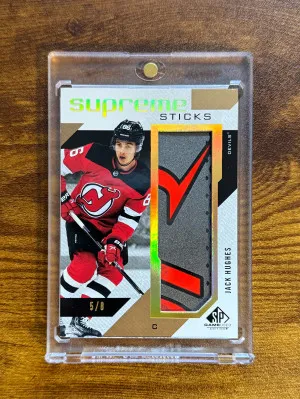2021-22 Jack Hughes SP Game Used Supreme Stick /8 front