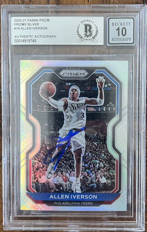 2020-21 Prizm Allen Iverson silver auto front
