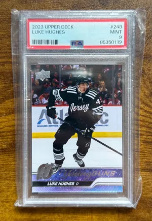 2023-24 Luke Hughes Young Guns PSA 9 front