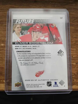 Elmer Soderblom 2022-23 SP Authentic Future Watch Auto /999 back