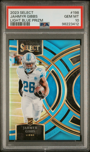 2023 Panini Select Jahmyr Gibbs Light Blue Prizm front