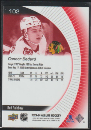 Connor Bedard 2023-24 Allure Red Rainbow Rookie back