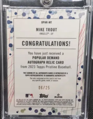 Mike Trout Pristine Patch Auto /25 back