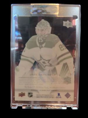 2020-21 Upper Deck Clear Cut Rookies Auto Jake Oettinger #CC-JO Dallas Stars back