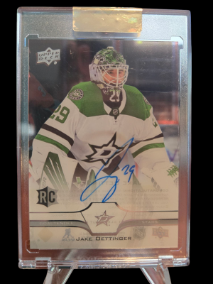 2020-21 Upper Deck Clear Cut Rookies Auto Jake Oettinger #CC-JO Dallas Stars front