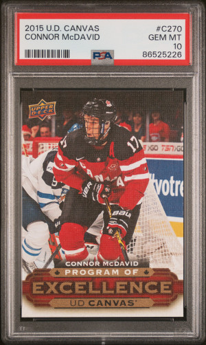 CONNOR MCDAVID - 2015 Program of Excellence Canvas ROOKIE #C270, PSA 10 front