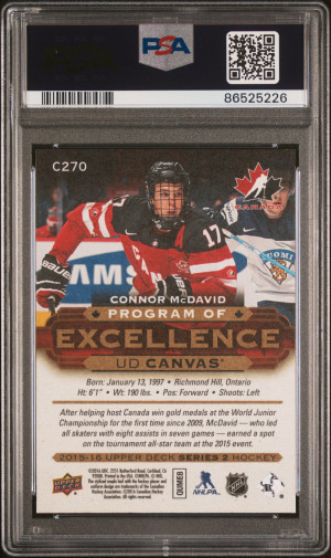 CONNOR MCDAVID - 2015 Program of Excellence Canvas ROOKIE #C270, PSA 10 back