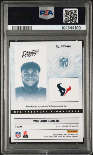 2023 PANINI PRESTIGE NFL Passport Signature Will Anderson Jr. Auto *CASE HIT* back