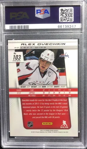 ALEXANDER OVECHKIN 2013-14 Panini Prizm Red PSA 10 Pop: 22 back