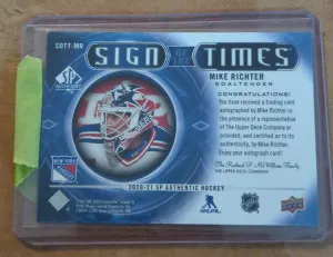 2020/21 SP Authentic Sign Of The Times Mike Richter back