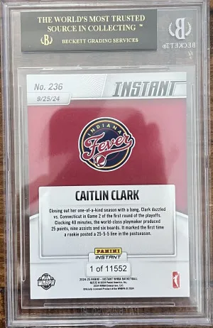 2024 panini instant wnba Caitlin Clark /11,552 BGS 10 black label back