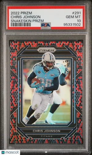 2022 PANINI PRIZM FOOTBALL CHRIS JOHNSON SNAKESKIN PRIZM SSP #291 PSA 10 front