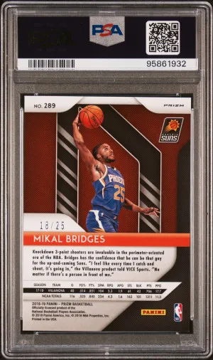 2018 Panini Prizm Mikal Bridges Green Pulsar /25 Rookie back
