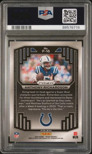 2023 Panini Prizm Profiles Anthony Richardson Rookie SSP Case Hit back