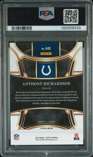 2023 Panini Select Anthony Richardson Red Prizm /49 Rookie back