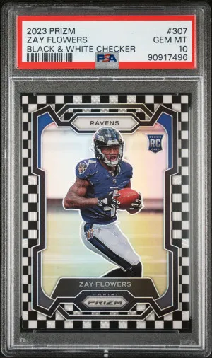 2023 Panini Prizm Zay Flowers Black & White Checker Rookie SSP Case Hit front