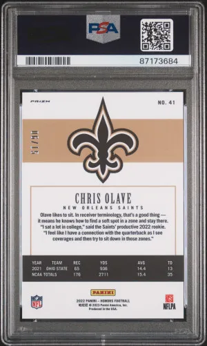 2022 Panini NFL Honors Football Chris Olave Blue Ice /15 Rookie SSP back