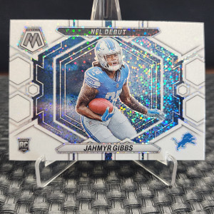 Jahmyr Gibbs 2023 Mosaic #ND-10 NFL Debut - White Sparkle /(SSP) Rookie front