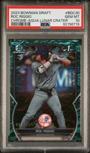 2023 Bowman Draft Roc Riggio Chr-Aqua Lunar Crater Ref front