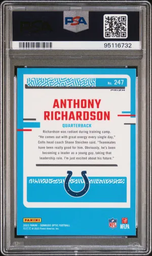 2023 Panini Donruss Optic Anthony Richardson Holo PSA 10 back