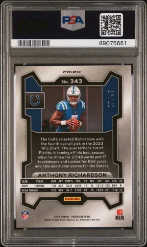 2023 Panini Prizm Anthony Richardson Purple Power /49 PSA 10 back