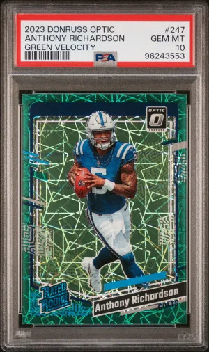 2023 Panini Donruss Optic Anthony Richardson Green Velocity PSA 10 front