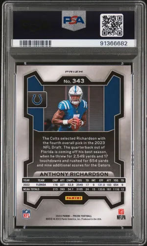 2023 Panini Prizm Anthony Richardson Lazer Prizm PSA 10 back