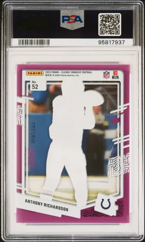 2023 Panini Clearly Donruss Anthony Richardson Purple /199 PSA 10 back